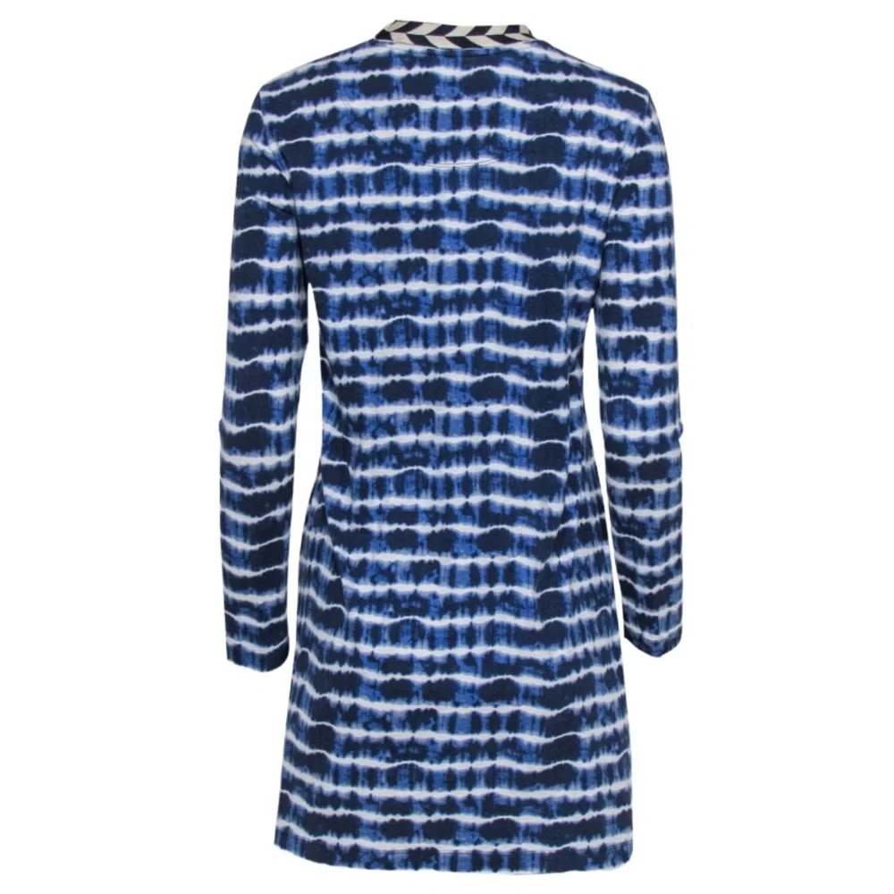 Tory Burch Hollie Tie Dye Women XSmall Navy Pullover Mini Stretch Geo Crew Dress